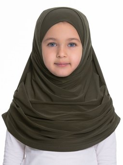 Haki Pratik Hazır Geçmeli Çocuk Bone Sandy Kumaş Kendinden Boneli