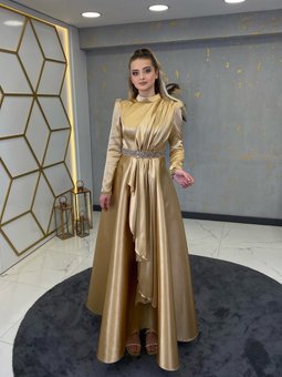 Suna Gold Abiye Elbise