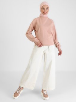 Doğal Kumaşlı Beli Lastikli Gabardin Hindistan Cevizi Pantolon