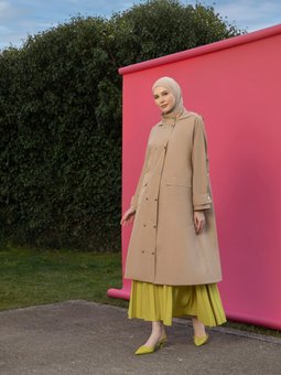 Kapüşonlu Çıtçıt Detaylı Oversize Koyu Vizon Trençkot