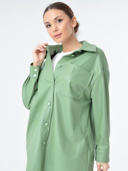 Deri Görünümlü Çağla Ceket