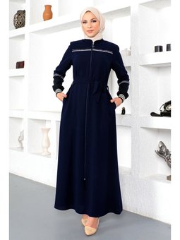 Ribanalı Lacivert Ferace