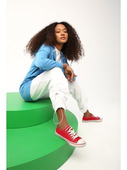 Mavi Cepli Kapüşonlu Sweat Hırka