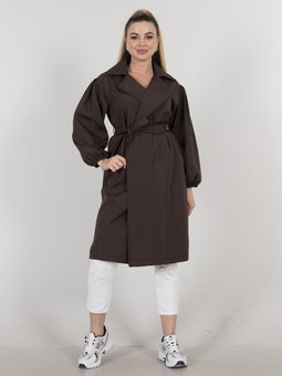 Acı Kahve Klasik Yaka Astarsız Trençkot