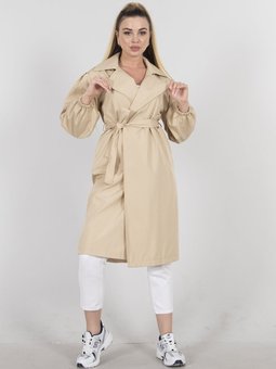 Bej Klasik Yaka Astarsız Trençkot