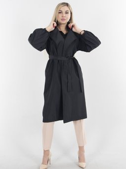 Siyah Klasik Yaka Astarsız Trençkot