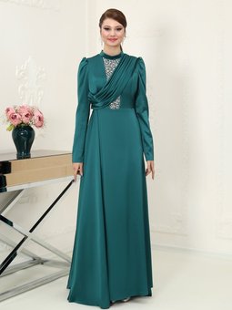 Zen Zümrüt Yeşili Abiye Elbise