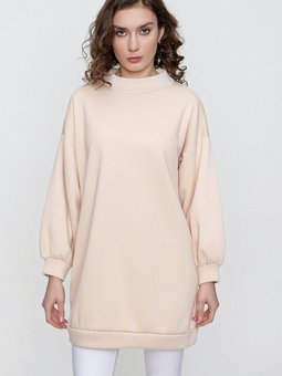 Bej Üç İp Boğazlı Sweat