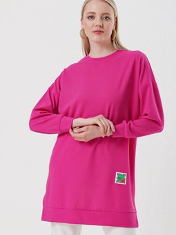 Fuşya Arkası Zikzaklı Armalı Tunik