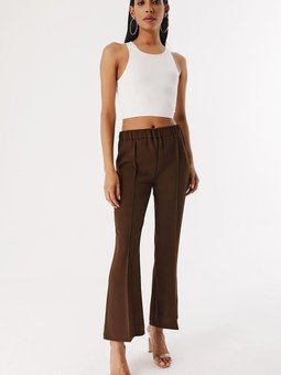 Kahve Çimalı Geniş Paça Pantolon