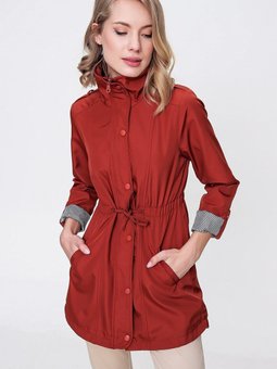 Kiremit Kolları Katlama Apoletli Trençkot