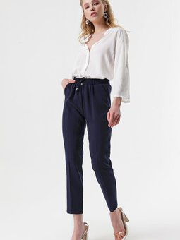 Lacivert Beli Lastikli Pantolon