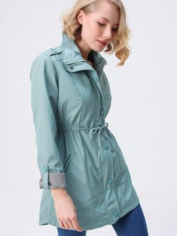 Mint Kolları Katlama Apoletli Trençkot