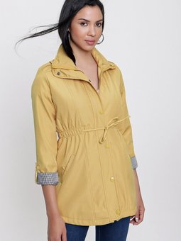 Sarı Kolları Katlama Apoletli Trençkot