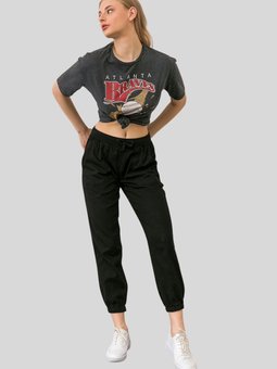 Siyah Beli İpli Paça Lastikli Pantolon