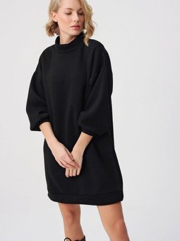 Siyah Üç İp Boğazlı Sweat