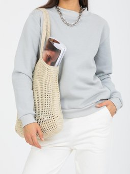 Açık Gri Bisiklet Yaka Sweatshirt