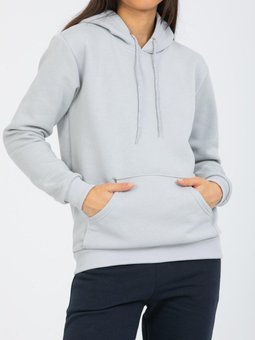 Açık Gri Üç İplik Kapüşonlu Sweatshirt