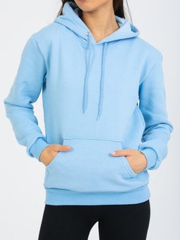 Açık Mavi Üç İplik Kapüşonlu Sweatshirt