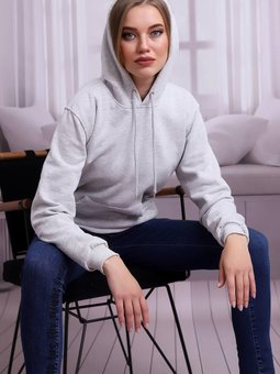 Gri Melanj Kapüşonlu Sweatshirt