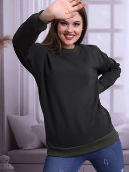 Haki Bisiklet Yaka Sweatshirt