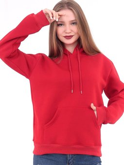 Kırmızı İplik Kapüşonlu Sweat