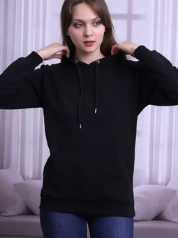 Siyah Sırtı Baskılı Kapüşonlu Sweatshirt