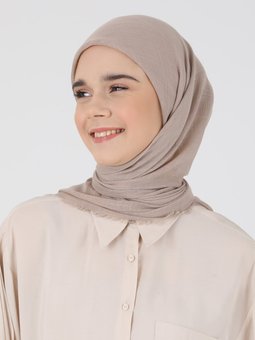 Düz Flam Açık Vizon Eşarp