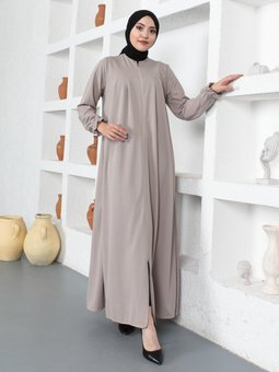 Fermuarlı Bej Ferace