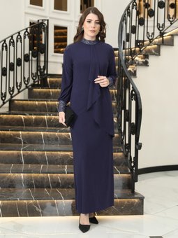 Efsane Candy Lacivert Abiye Elbise