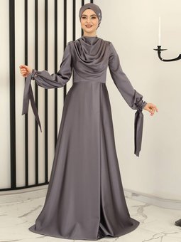 Degaje Antrasit Abiye Elbise