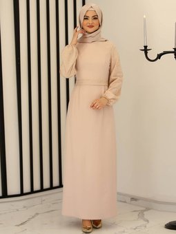 Hilal Taş Rengi Abiye Elbise