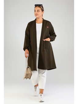 Kadin Ottoman Cepli Çelik Buyuk Beden Haki Hırka