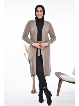 Triko Uzun Cepli V Yaka Gri Hırka