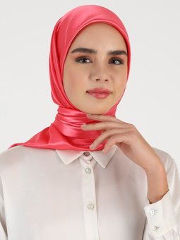 İpek Saten Nar Çiçeği Eşarp