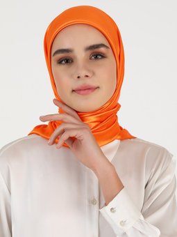 İpek Saten Turuncu Eşarp