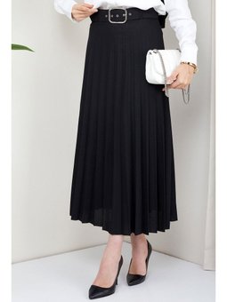 Kemerli Piliseli Siyah Etek