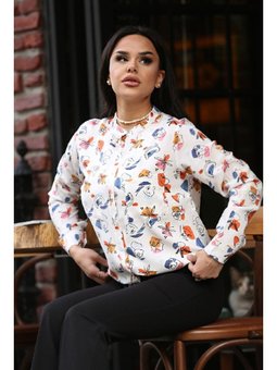 Baskılı İndigo Gömlek