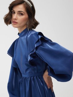 Işıltılı Grace Gece Mavisi Abiye Elbise