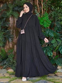 Düz Renk Siyah Elbise