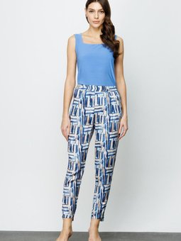 İndigo Beli Lastikli Pantolon