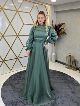 Sema Yeşil Abiye Elbise