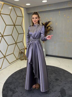 Suna Gri Abiye Elbise