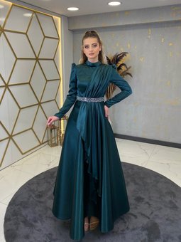 Suna Petrol Abiye Elbise