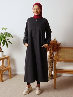 Cepli Fermuarlı Uzun Spor Antrasit Kap