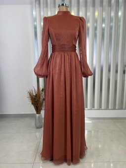 Afra Bakır Renk Abiye Elbise