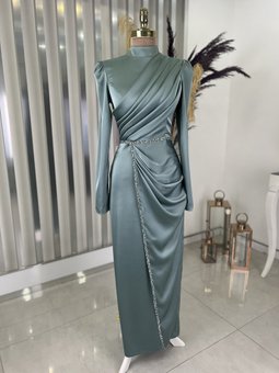 Sare Mint Abiye Elbise