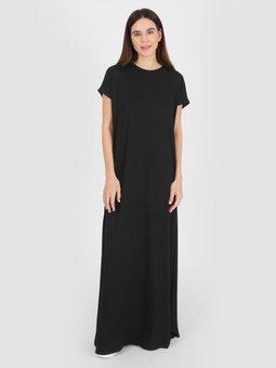 Kısa Kollu Viskon Siyah Elbise