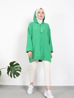 Yeşil Fermuarlı Aerobin Hırka