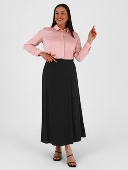 Büyük Beden Beli Fermuarlı Siyah Etek